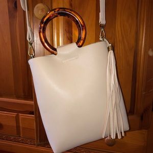 Anthropologie Lucite Handle Crossbody Tote
